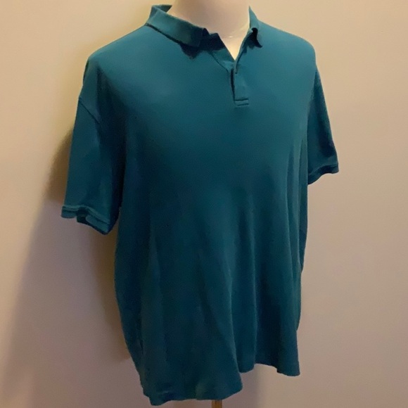 Van Heusen Collared Polo Shirt in 100% Blue Cotton (sz L) - Picture 2 of 6